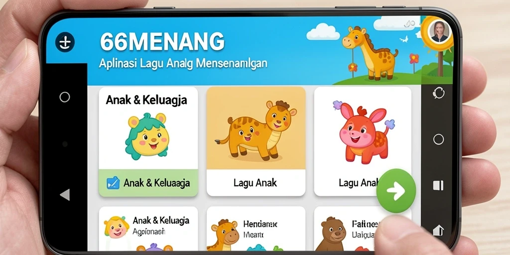 Tampilan antarmuka 66MENANG yang ceria dan ramah anak.