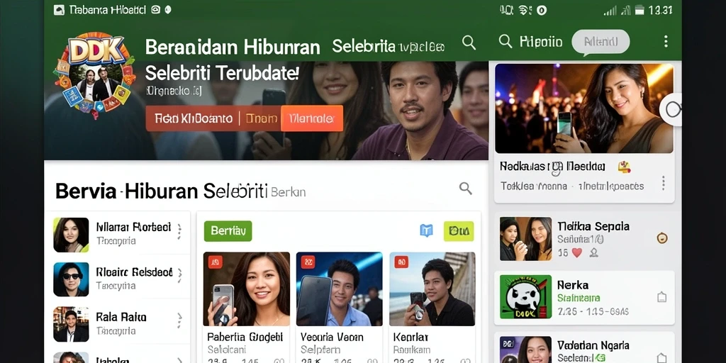 Tampilan antarmuka DKK yang modern dengan berita seputar selebriti.