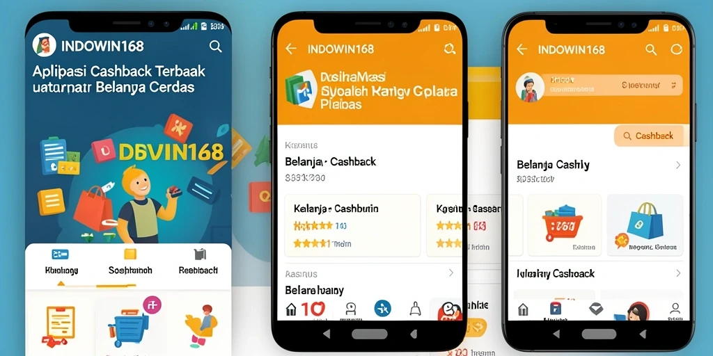 Tampilan utama aplikasi INDOWIN168 dengan fitur cashback yang mudah diakses.