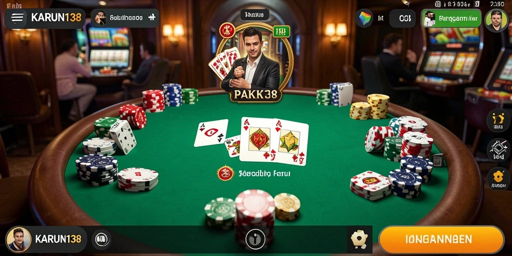 Antarmuka pengguna KARUN138 yang menampilkan permainan Poker yang menarik.