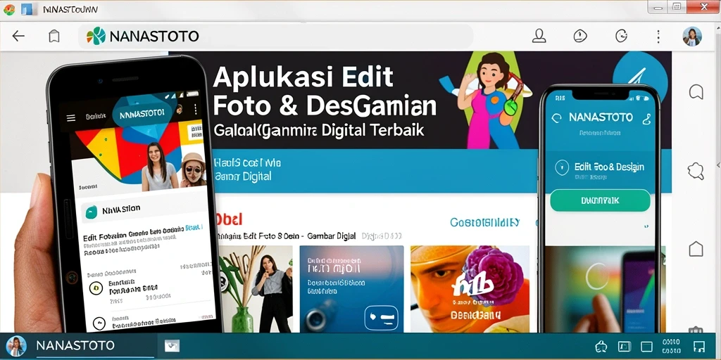 Tampilan antarmuka NANASTOTO menunjukkan fitur pengeditan gambar digital yang lengkap.