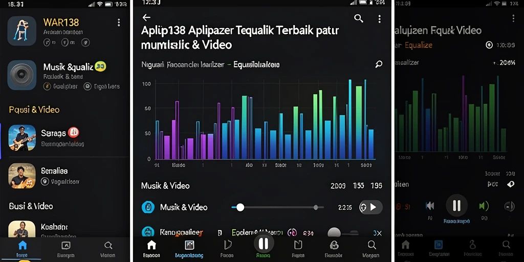 Antarmuka aplikasi Equalizer WAR138 dengan fitur penyesuaian suara.